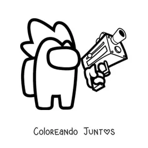 Imagen para colorear de un asesino de Among Us con una pistola