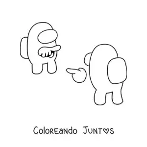 Imagen para colorear de un tripulante acusando a un impostor de Among Us