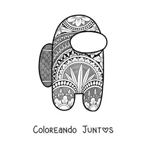 Imagen para colorear de un mandala de Among Us