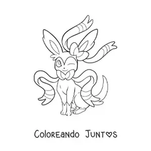 Imagen para colorear del pokémon Sylveon sentado