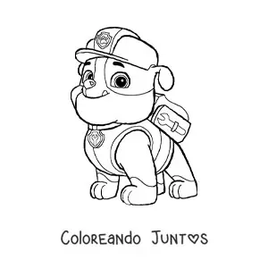 Imagen para colorear de Rubble de Paw Patrol sentado