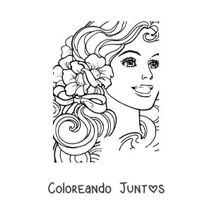 Imagen para colorear de la cara de Barbie