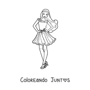 Imagen para colorear de Barbie usando un vestido