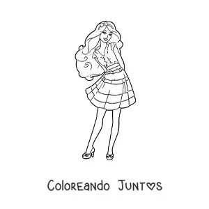 Imagen para colorear de Barbie vistiendo una falda