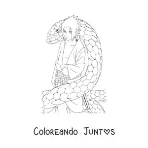Imagen para colorear de Sasuke con su serpiente