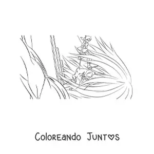 Imagen para colorear de Mikasa de Attack On Titan derrotando a un titán