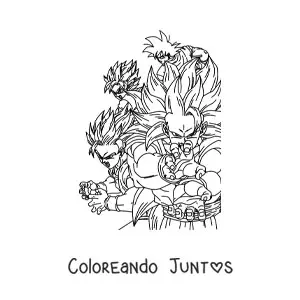 Imagen para colorear de las fases de Goku de Dragon Ball