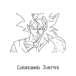Imagen para colorear de Goku Super Saiyayin en fase 4 de Dragon Ball