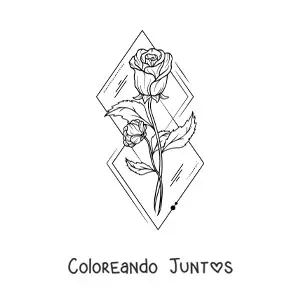 Imagen para colorear de dos rosas hermosas con hojas