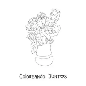 Imagen para colorear de un florero con rosas hermosas