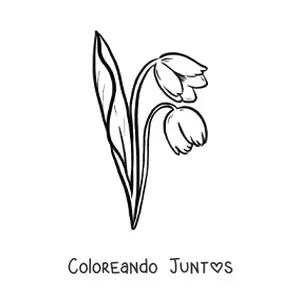 Imagen para colorear de un par de tulipanes con hojas