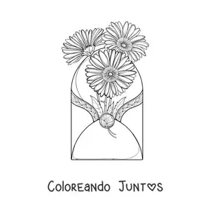 Imagen para colorear de un sobre con margaritas