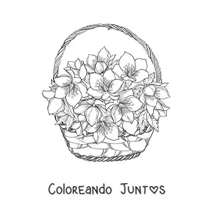 Imagen para colorear de una cesta llena de lirios
