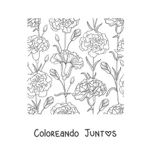 Imagen para colorear de varios claveles hermosos