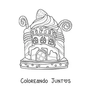 Imagen para colorear de una casa hecha de dulces