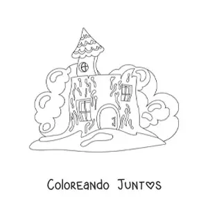 Imagen para colorear de una casa embrujada abandonada