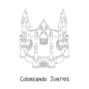 Imagen para colorear de un castillo con una muralla