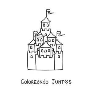 Imagen para colorear de un castillo con muchas torres