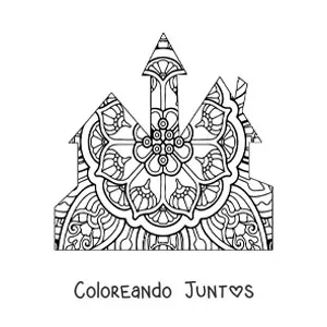 Imagen para colorear de un castillo de mandala