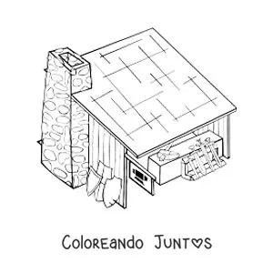 Imagen para colorear de una cabaña medieval