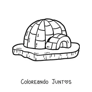 Imagen para colorear de un iglú en el hielo