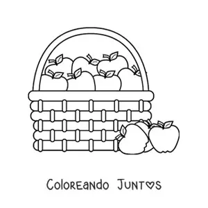 Imagen para colorear de un canasto lleno de manzanas