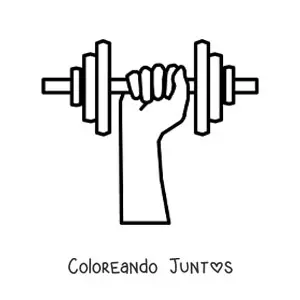 Imagen para colorear de una mano levantando una pesa