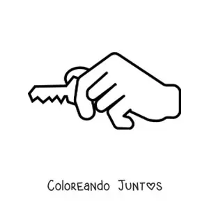 Imagen para colorear de una mano sosteniendo una llave