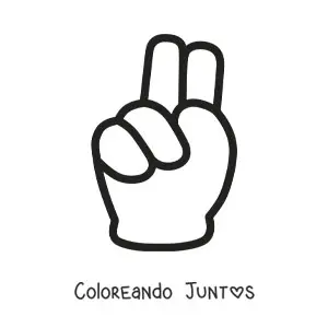 Imagen para colorear de una mano sencilla haciendo el signo de número dos