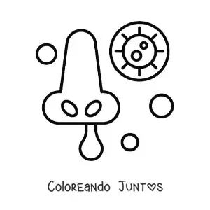 Imagen para colorear de una nariz y un virus animado