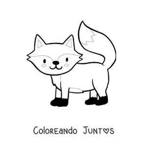 Imagen para colorear de un zorro kawaii sonriente