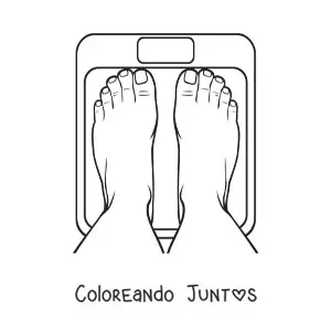 Imagen para colorear de unos pies parados sobre una balanza
