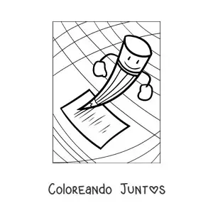 Imagen para colorear de un lápiz animado escribiendo sobre un papel