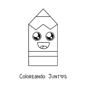 Imagen para colorear de un lápiz kawaii sonriente