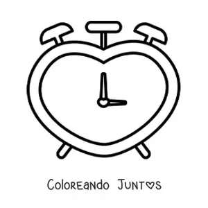 Imagen para colorear de un reloj despertador con forma de corazón