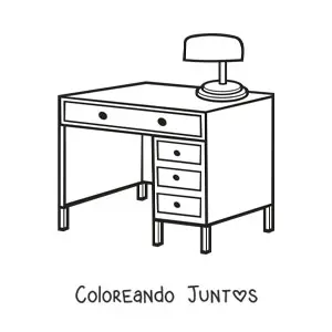 Imagen para colorear de un escritorio con una lámpara
