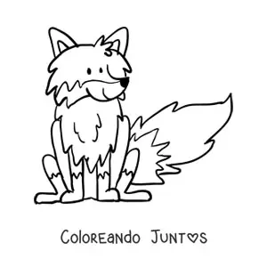 Imagen para colorear de un zorro animado sentado sonriente