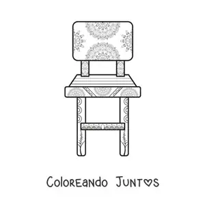 Imagen para colorear de una silla bonita con estampado de mandala