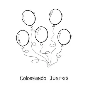 Imagen para colorear de cinco globos de cumpleaños