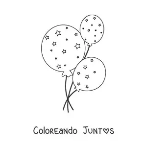 Imagen para colorear de tres globos con estrellas