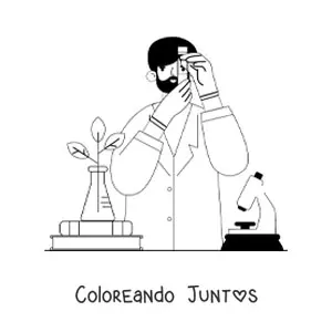 Imagen para colorear de un científico en un laboratorio de biología