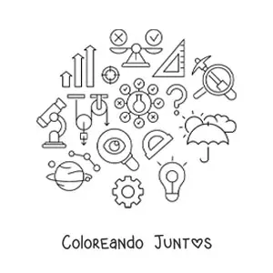 Imagen para colorear de elementos de estudio de la física clásica