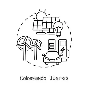 Imagen para colorear de los elementos de la energía renovable