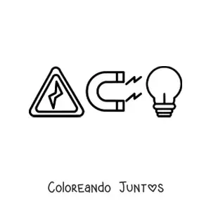 Imagen para colorear de símbolos de electricidad y magnetismo