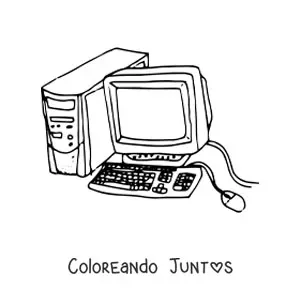 Imagen para colorear de las partes de una computadora antigua