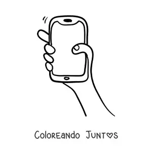 Imagen para colorear de una mano sosteniendo un smartphone