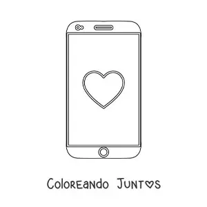 Imagen para colorear de un teléfono inteligente con un corazón