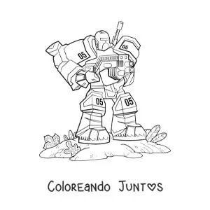 Imagen para colorear de un robot de guerra con un arma