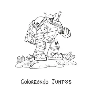 Imagen para colorear de un robot gigante de combate
