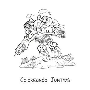 Imagen para colorear de un robot de guerra volando
